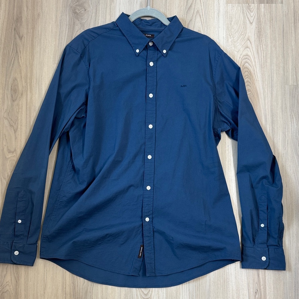 Michael Kors Men's Blue Button-Down Classic Fit Shirt - Size XL